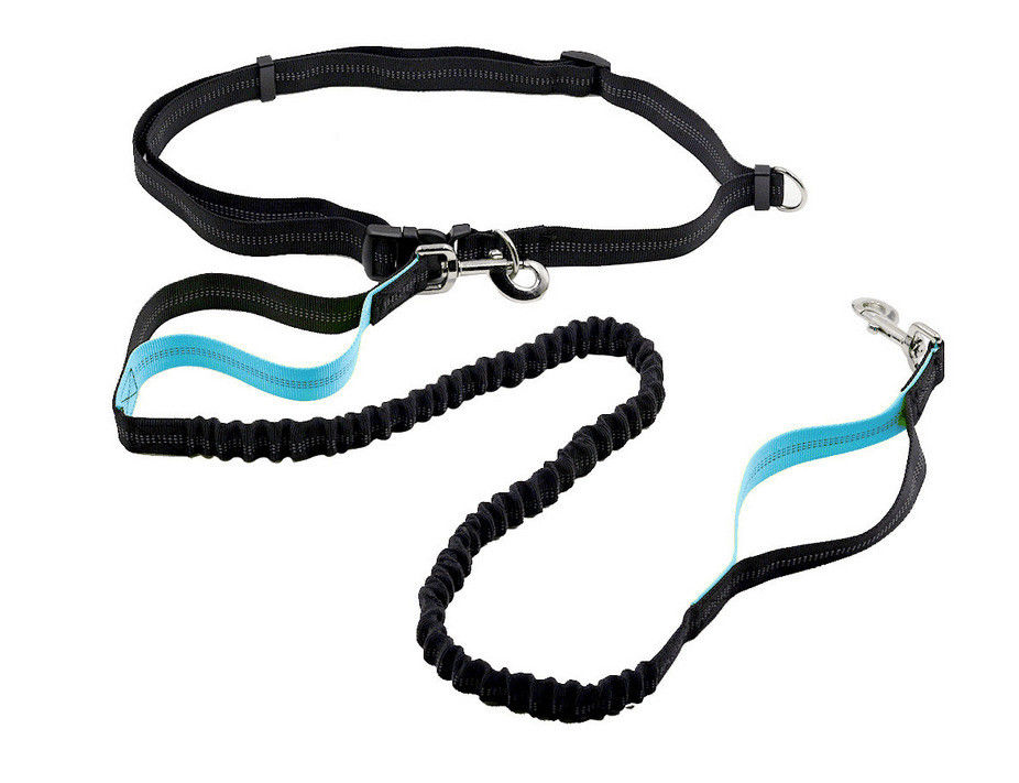 Retractable Rope Reflective Dog Harness Waist Belt Dual Handle Elastic Bungees Hands Free Dog Leash