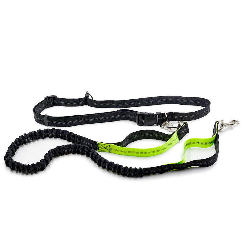 Retractable Rope Reflective Dog Harness Waist Belt Dual Handle Elastic Bungees Hands Free Dog Leash