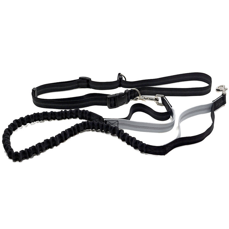 Retractable Rope Reflective Dog Harness Waist Belt Dual Handle Elastic Bungees Hands Free Dog Leash
