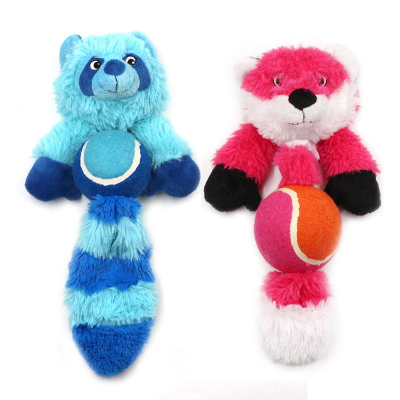 Squeaky Plush Dog Toy Fox Raccoon Bite resistant Durable Dog Interactive Molar Toys