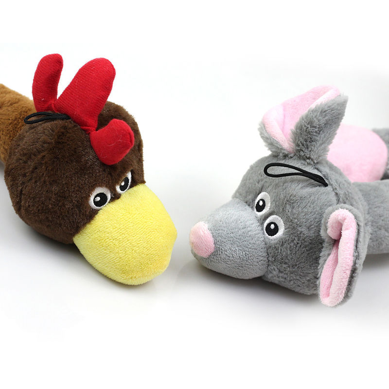 Bite Resistant Animal Shape Plush Funny Cats Dogs Toy Squeaky Durable Chew Toys