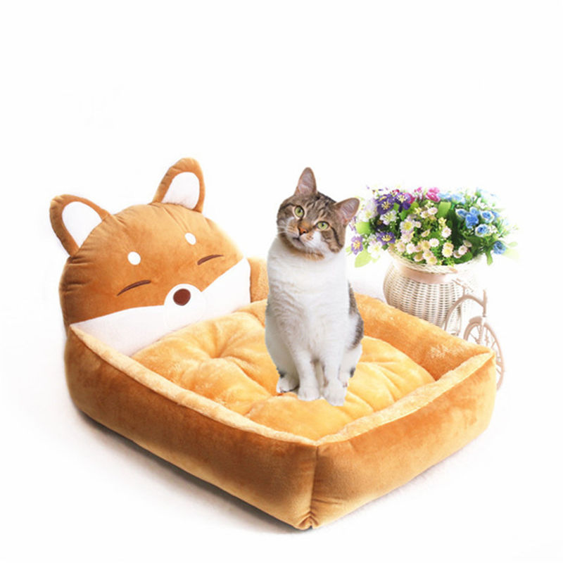Modern Cut Comfortable Pet Bed Sofa Yellow Gray Cartoons Pet Sleeping Bed 1600g