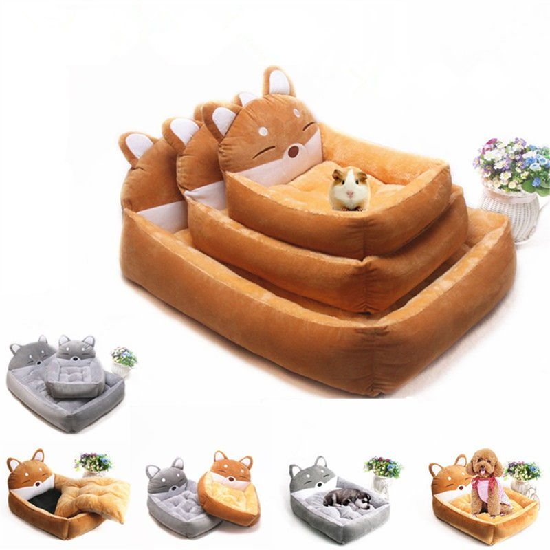 Modern Cut Comfortable Pet Bed Sofa Yellow Gray Cartoons Pet Sleeping Bed 1600g