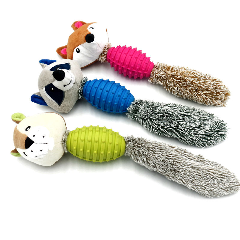 Healthy TPR And Strong Plush Dog Toys 70g Teeth Cleaning plush chew toys