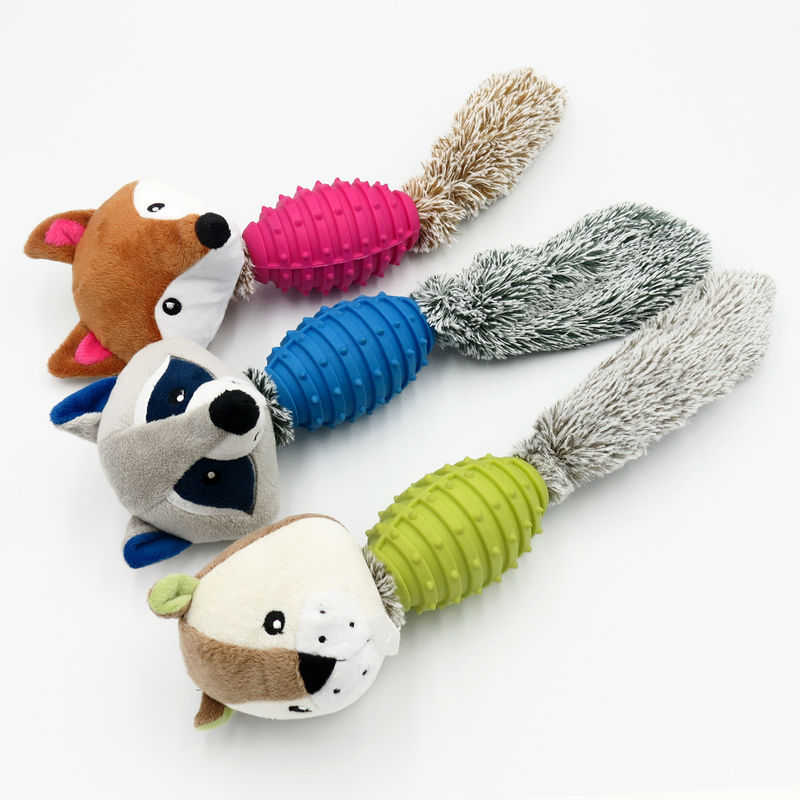 Healthy TPR And Strong Plush Dog Toys 70g Teeth Cleaning plush chew toys