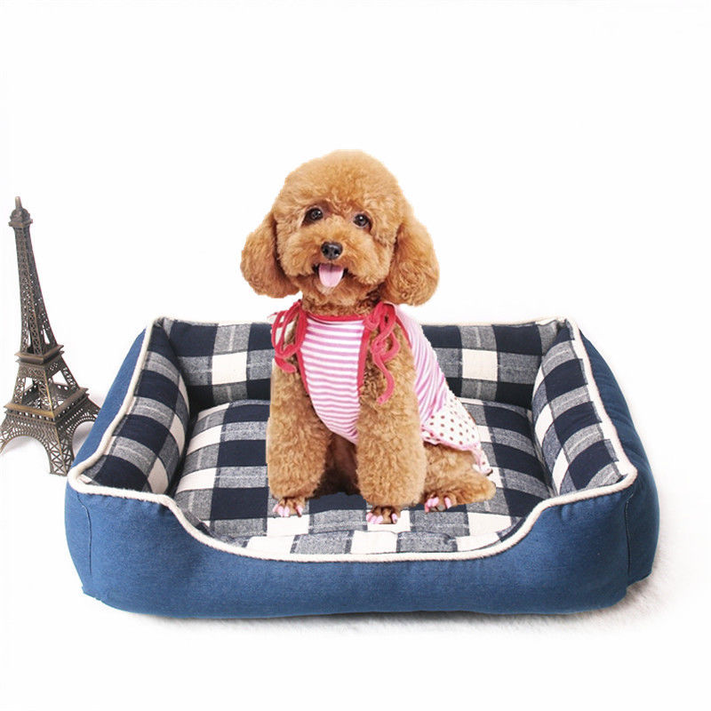 Warm Soft Lattice Square Dog Mat 740g Indoor House Kennel Nest comfort dog bed