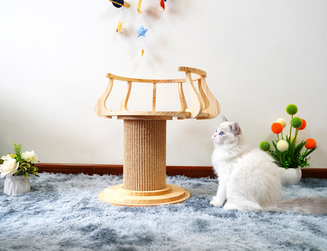 Eco Friendly Wood Scratching Cat Climbing Tree Tower Cat Photo Table L Size 72cm M 62cm