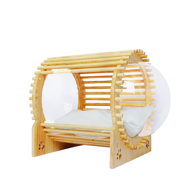 Capsule Wood Cat Bed House With Window