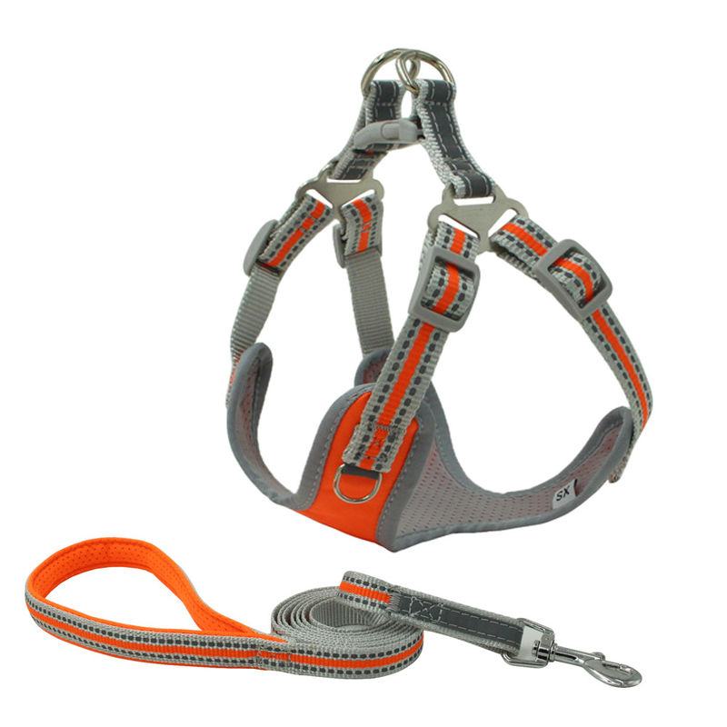 Oxford Cloth Light Reflecting Pet Collar Leash Harness Set Safety Comfortable