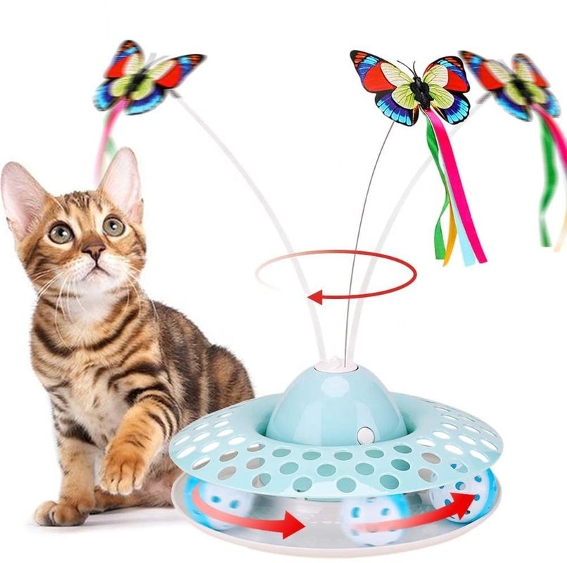 Interactive Cat Automatic Teaser &amp; Exerciser Kitten Toys With Spinning Butterfly