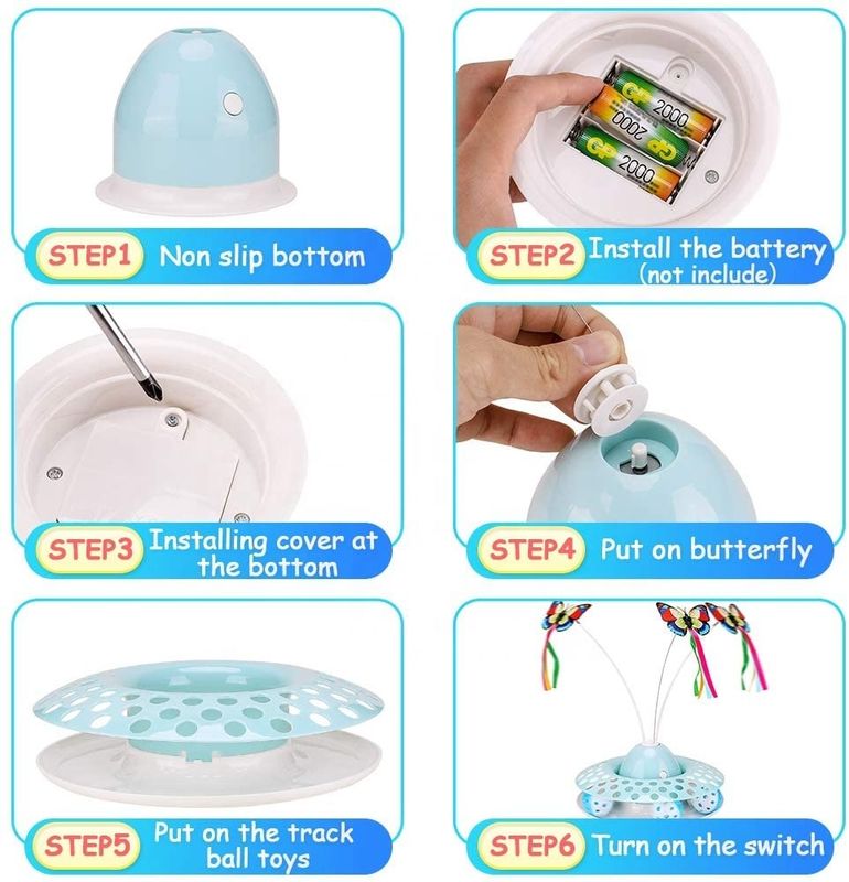 Interactive Cat Automatic Teaser &amp; Exerciser Kitten Toys With Spinning Butterfly