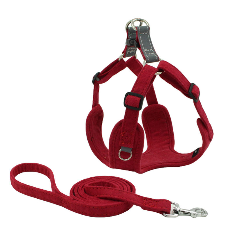 Suede Reflective Dog And Leash Kit Traction Suit Dog Leash Harness Explosion-Proof Dog Leash Set Vest Harness