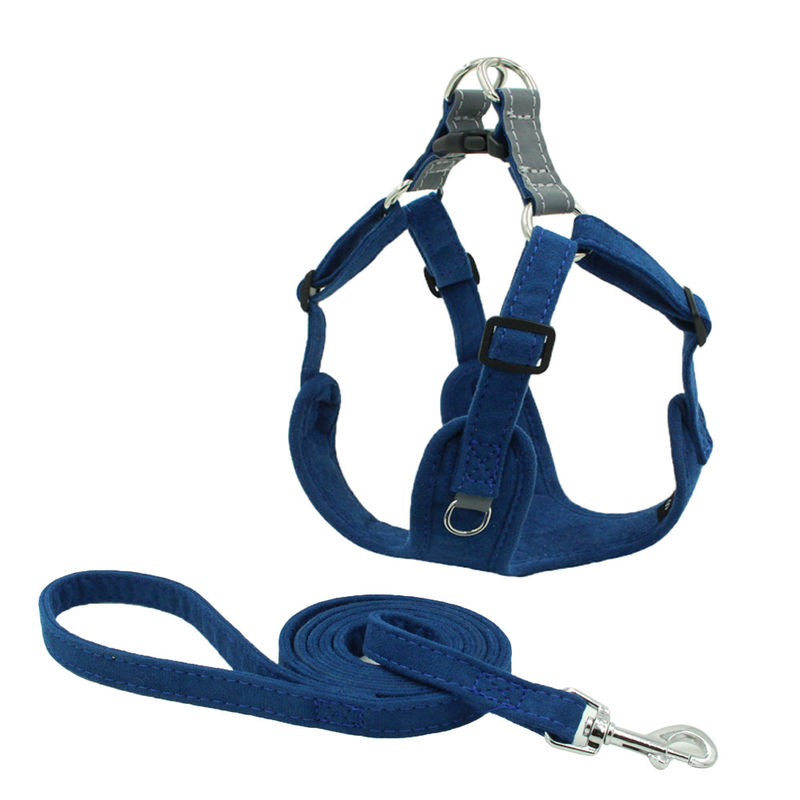 Suede Reflective Dog And Leash Kit Traction Suit Dog Leash Harness Explosion-Proof Dog Leash Set Vest Harness