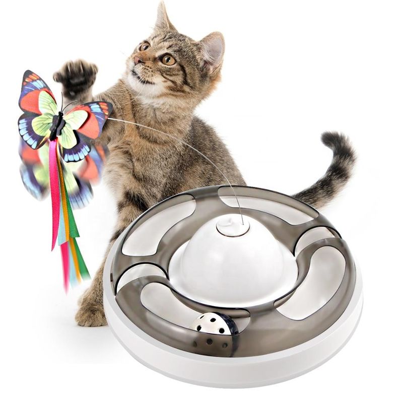 Electric Rotating Cat Pet Toys With Ball Relieving Boring Self Hey Butterfly Cat Toy