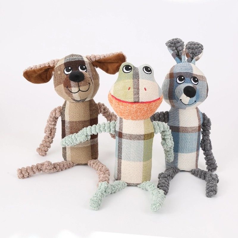 Canvas Squeaky Dog Pet Toys Bite Resistant With Sound Tube Molar Puppy Teething Toys 70g