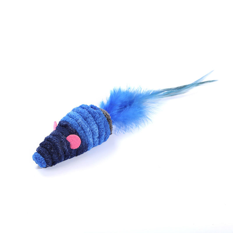 Self Excited Cat Pet Toys Dark Blue Feather Mouse Cat Toy Anti Depression