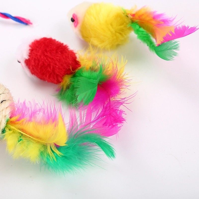 20 Pcs Cat Toys Kitten Toys Assorted Cat Tunnel Feather Teaser Wand Fish Fluffy Mouse Mice Balls and Bells Toys for Cat