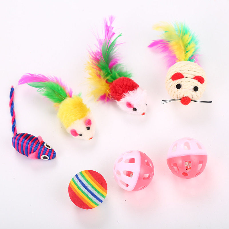 20 Pcs Cat Toys Kitten Toys Assorted Cat Tunnel Feather Teaser Wand Fish Fluffy Mouse Mice Balls and Bells Toys for Cat