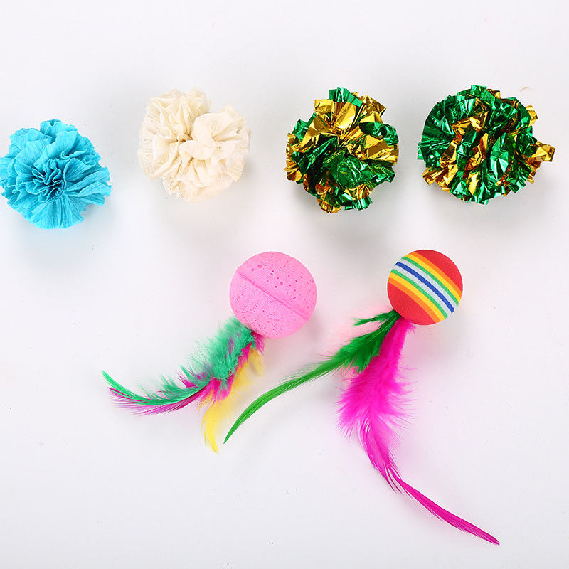 20 Pcs Cat Toys Kitten Toys Assorted Cat Tunnel Feather Teaser Wand Fish Fluffy Mouse Mice Balls and Bells Toys for Cat