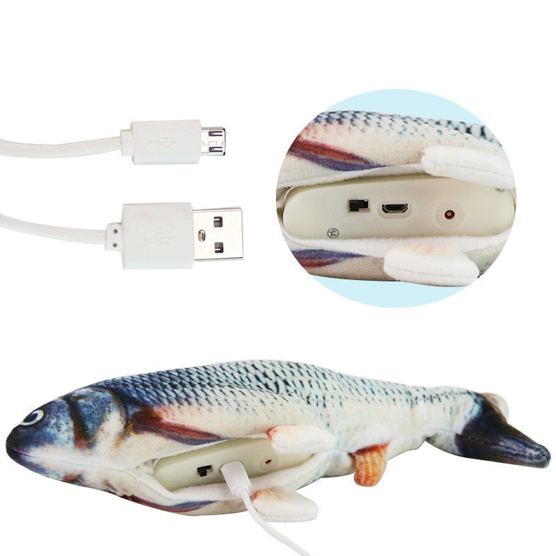 Electric Floppy Fish Cat Toy Simulation Wiggle Fish Catnip Toys Plush Interactive Moving Dancing Fish Toys for Cats