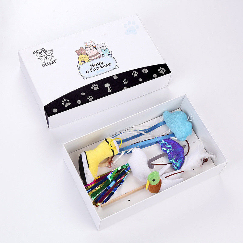 Interactive Laser Cat Teaser Toy Feathers Wand Assorted Plush Vocal Shoes Birds Shape Cat Toy Set