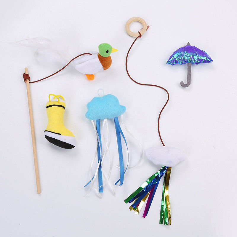 Interactive Laser Cat Teaser Toy Feathers Wand Assorted Plush Vocal Shoes Birds Shape Cat Toy Set