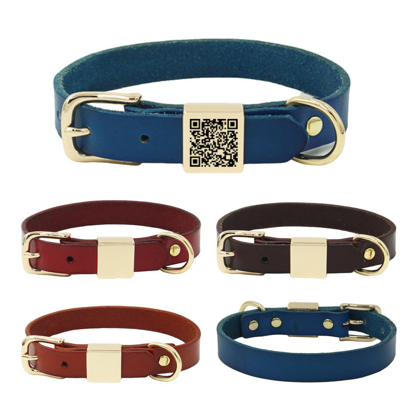 Engraved Alloy Square Collar Leash Harness Set Cowhide Collar Dog Collar