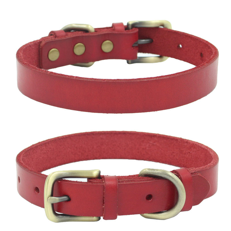 Personalized Pet Collars Genuine Leather Dog Collar Adjustable Fashion Leather Pet Cat Collar