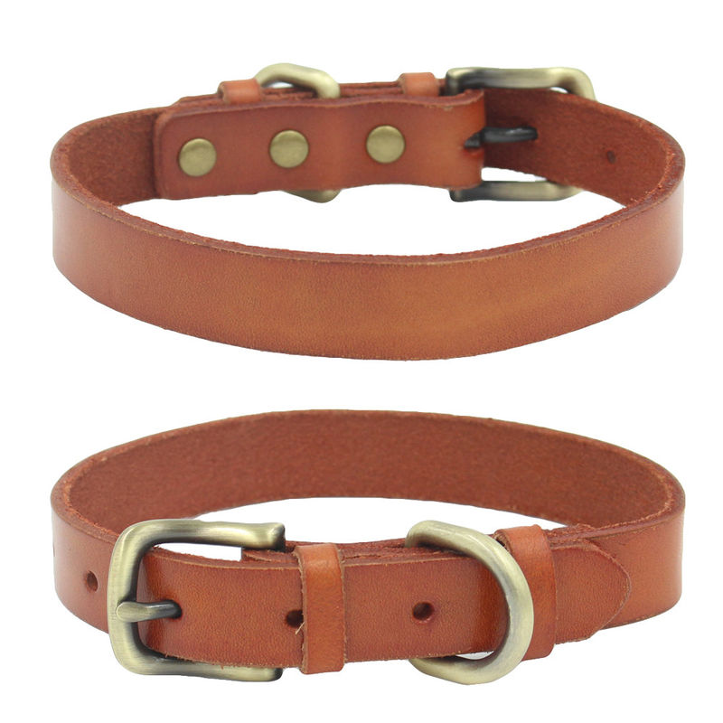 Personalized Pet Collars Genuine Leather Dog Collar Adjustable Fashion Leather Pet Cat Collar