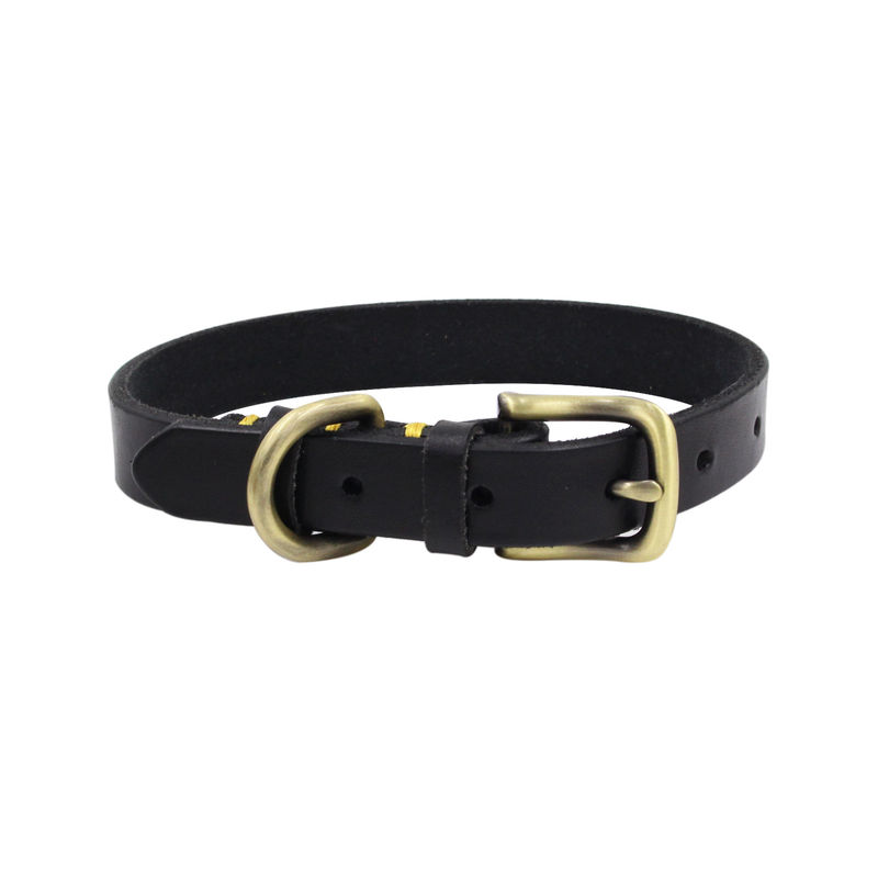 Handmade Stitching Dog Training Collar Copper Hardware First Layer Cowhide Collar Leather Dog Collar