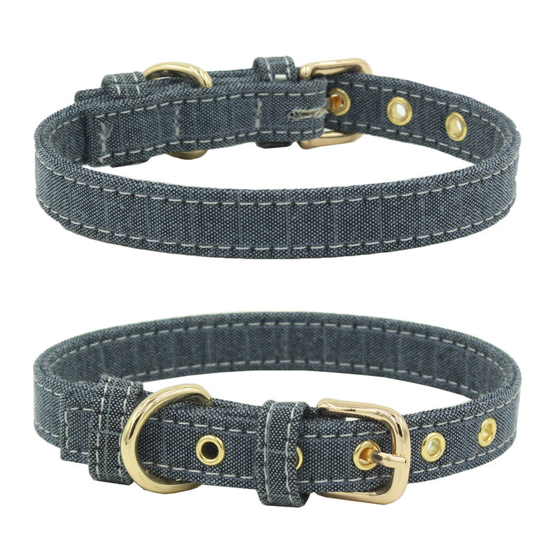 Custom Double Layer Sewing Canvas Dog Collar Leash Harness Set Durable