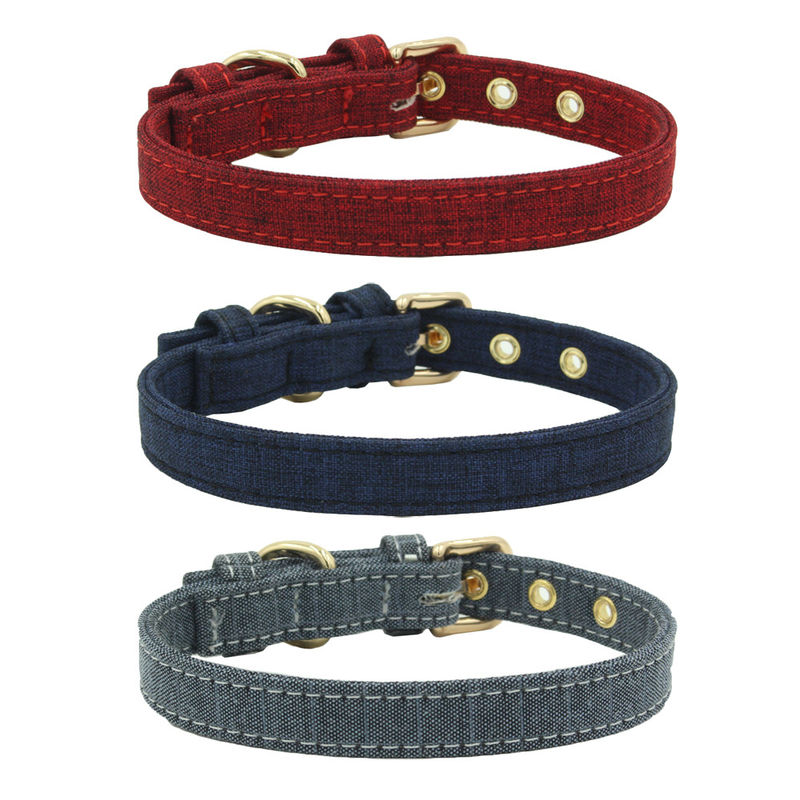 Custom Double Layer Sewing Canvas Dog Collar Leash Harness Set Durable
