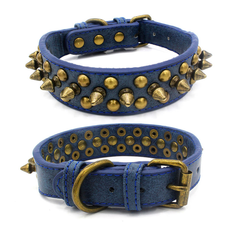 Professional Personalized Retro Sofa Leather PU Solid Durable Rivet Gentility Male dog collar