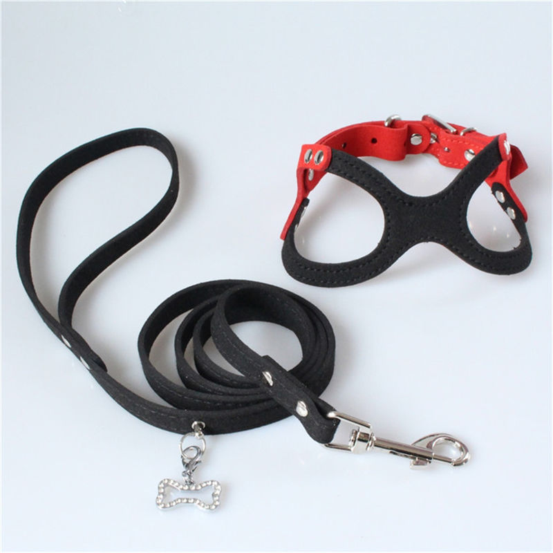 Hallupets Soft Mesh Padded Collar Leash Harness Set Dog Chest And Back Traction