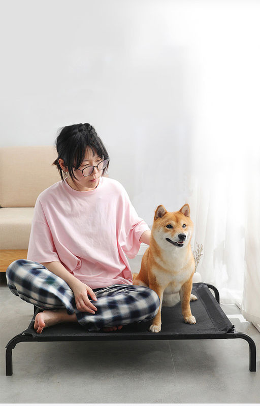Large Size Steel Tube Folding Comfortable Pet Bed Cot Elevated dog bed With Thickened Plush Cushions
