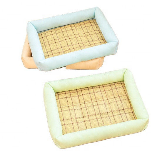 Cooling Straw Bamboo Cozy Summer Dog Bed 650g Puppy Sleeping Bed