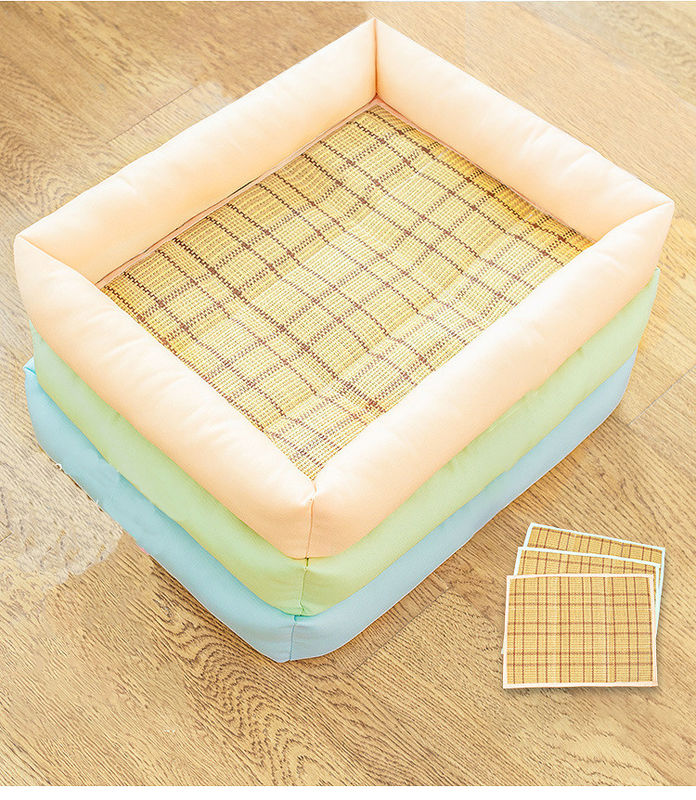 Cooling Straw Bamboo Cozy Summer Dog Bed 650g Puppy Sleeping Bed