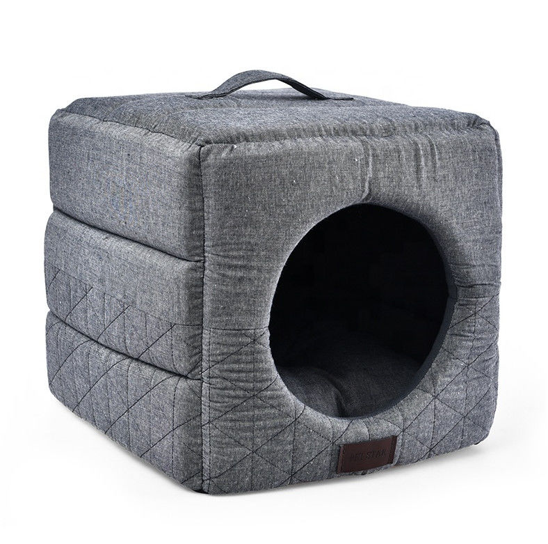 3 In 1 Folding Cat Cave Dir Resistant Comfortable Pet Bed Grey Cat Bed House