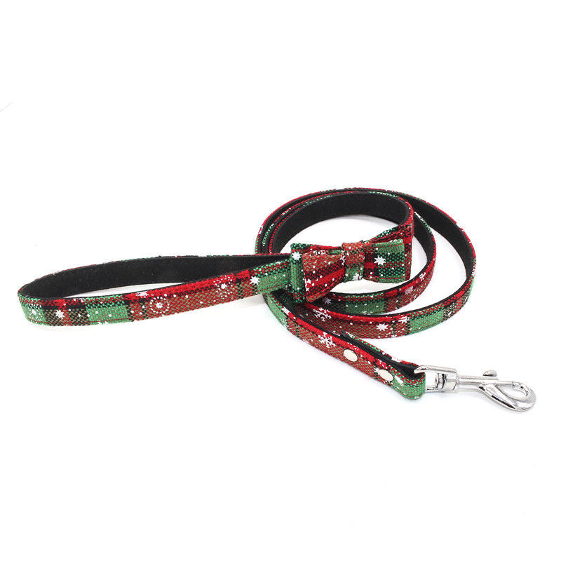 Hot Sale Popular Christmas Bow Tie harness Rope Dog Leash Collar Set