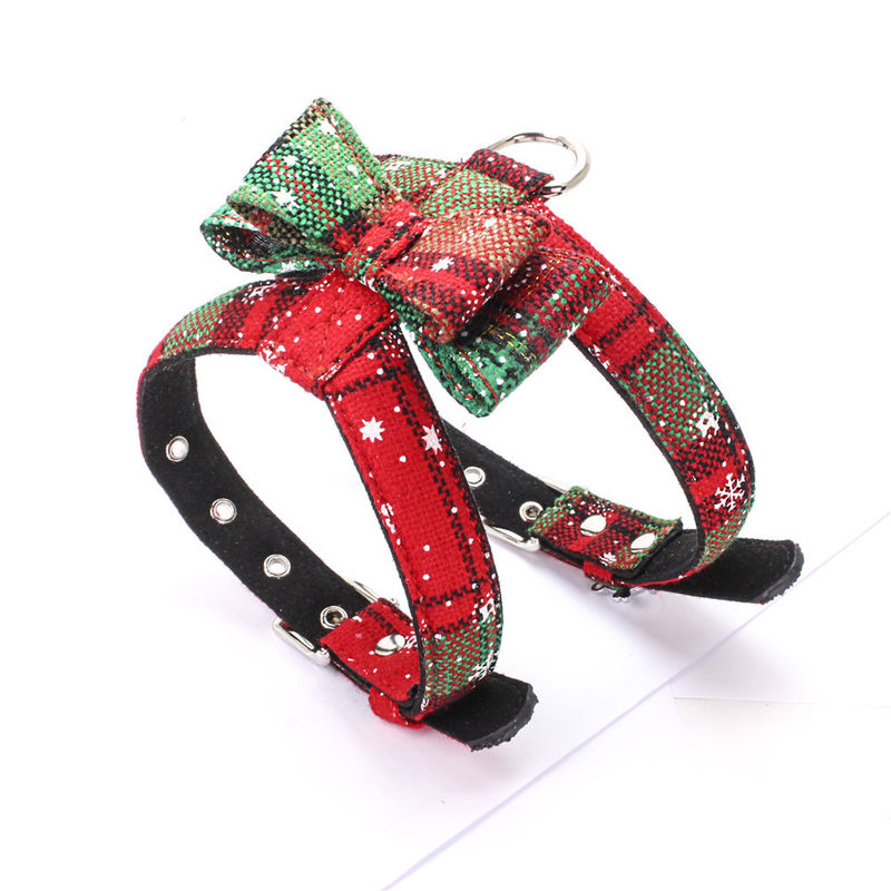 Hot Sale Popular Christmas Bow Tie harness Rope Dog Leash Collar Set