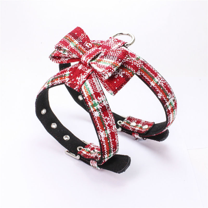 Hot Sale Popular Christmas Bow Tie harness Rope Dog Leash Collar Set
