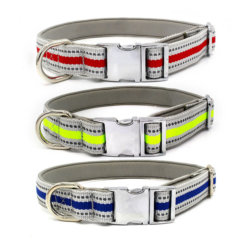 Comfortable Zinc Alloy Drawstring Puppy Lead And Collar Set Reflective Ribbon Dog Leash