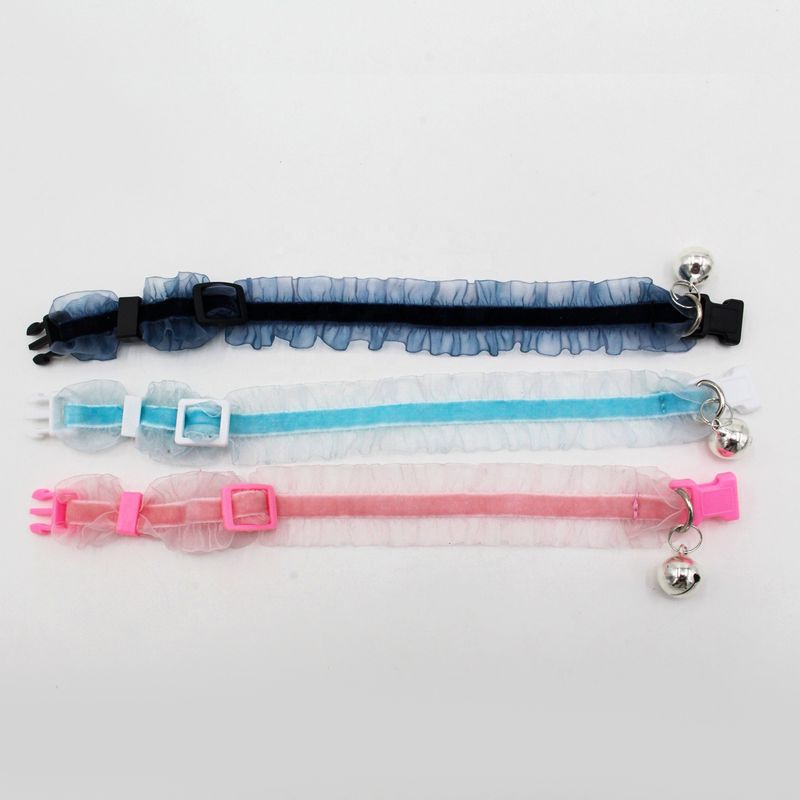 Comfortable Luxury Nylon Lace Adjustable Cat Dog Collars with Bell