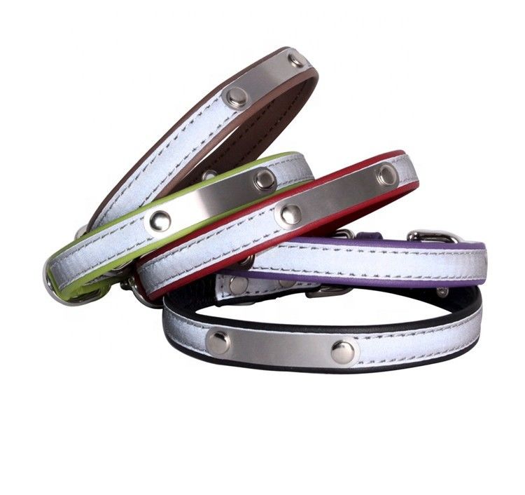Reflective Dog Collar, Double-Layer Soft Leather Pet Leash, Cat Dog Collar Leash Set