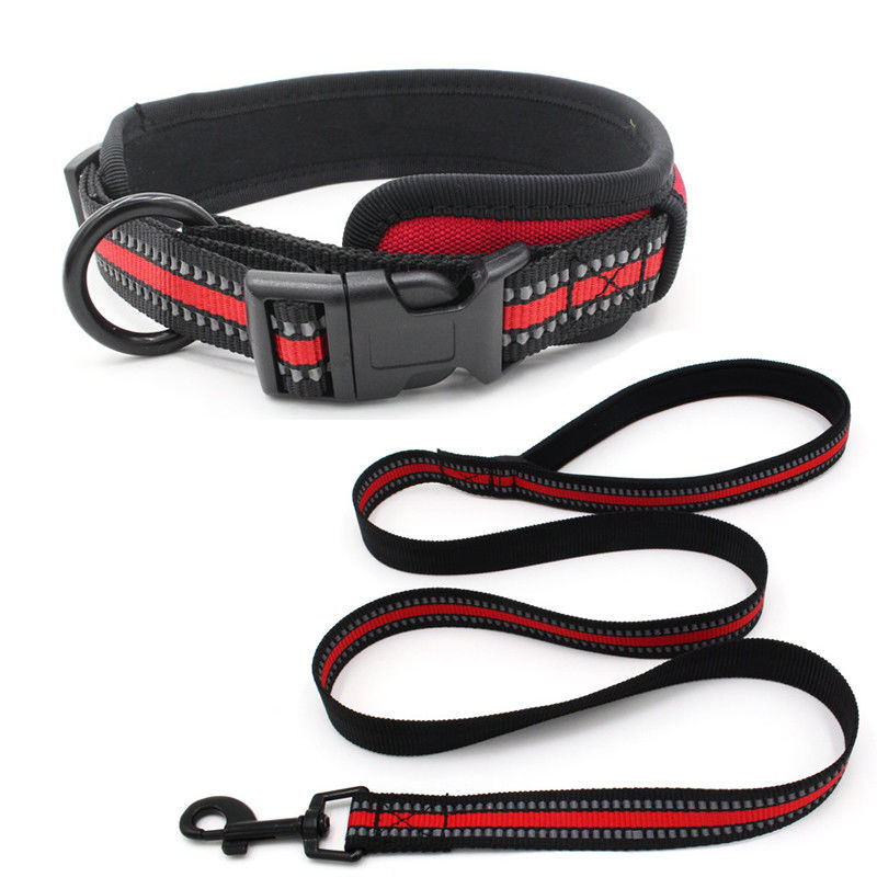 Neoprene Lining dog Collar Leash Set Reflective Webbing Quick Release Buckle Collar With Traction Rope Set Dog Leash
