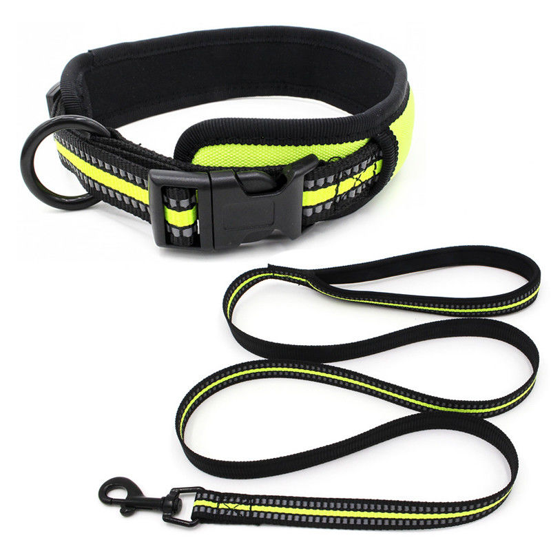 Neoprene Lining dog Collar Leash Set Reflective Webbing Quick Release Buckle Collar With Traction Rope Set Dog Leash