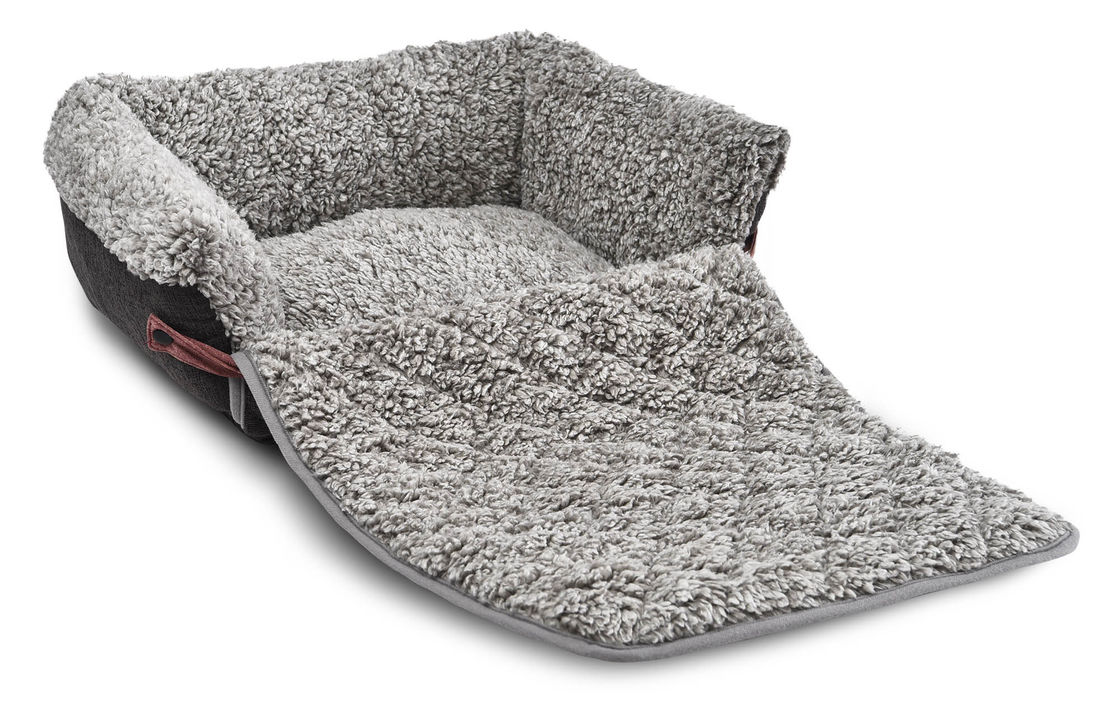 Flip Cover Comfortable Pet Bed Detachable Grey Dog Sofa Cushion With Removable Mat