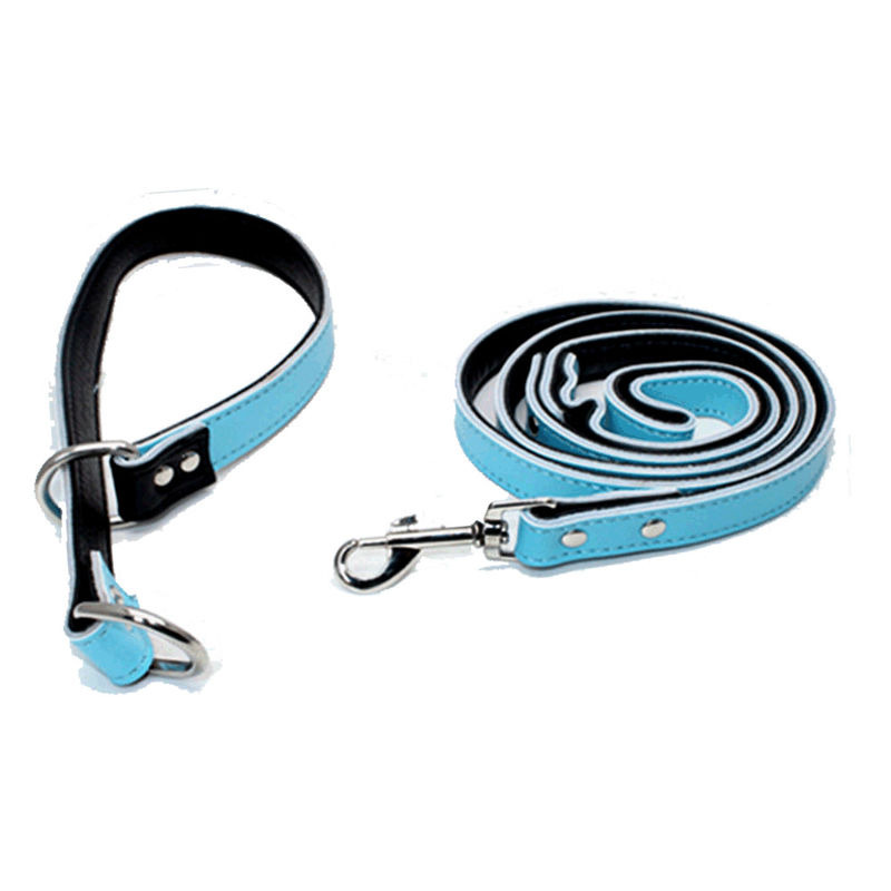 Custom Puppy Popular Dog Collar And Leash Set Adjustable Genuine Leather P Dog Choke Chain