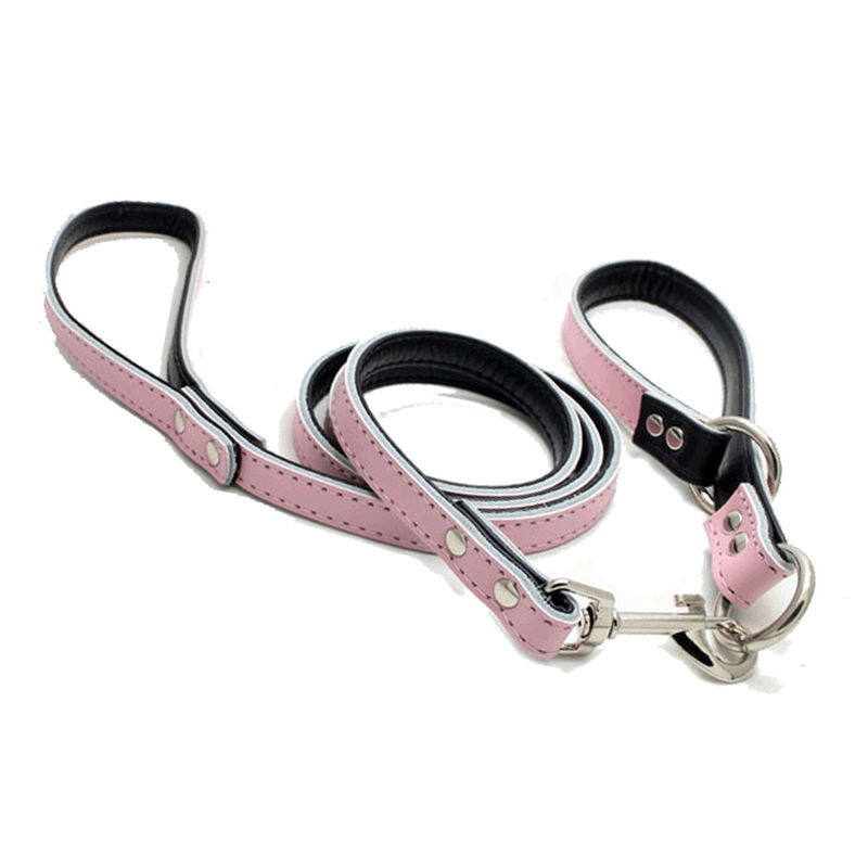Custom Puppy Popular Dog Collar And Leash Set Adjustable Genuine Leather P Dog Choke Chain