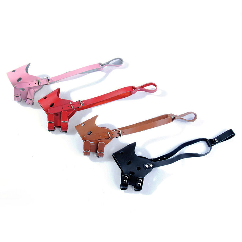 Leather Dog Muzzle Anti Biting Collar Leash Harness Set Dog Mouth Cover To Stop Barking